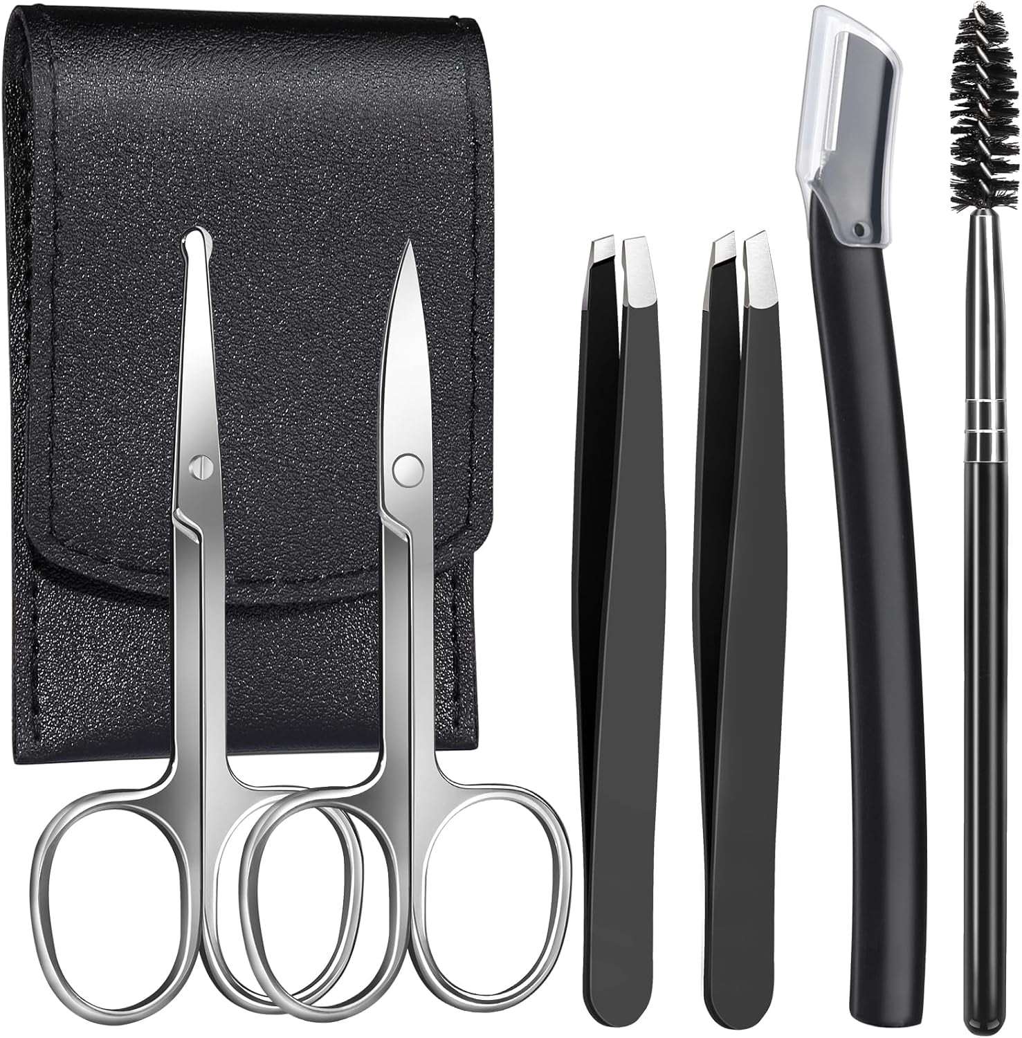 Eyebrow Kit, 6in1 For Women & Men Facial Hair, Scissors, Eyebrow Kit, Eyebrow Tweezers, Eyebrow Razor, Eyebrow Brush, Eyebrow Scissors. Professional Grooming Set