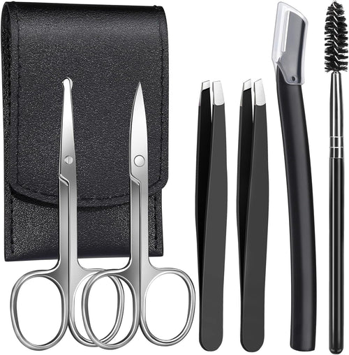 Eyebrow Kit, 6in1 For Women & Men Facial Hair, Scissors, Eyebrow Kit, Eyebrow Tweezers, Eyebrow Razor, Eyebrow Brush, Eyebrow Scissors. Professional Grooming Set