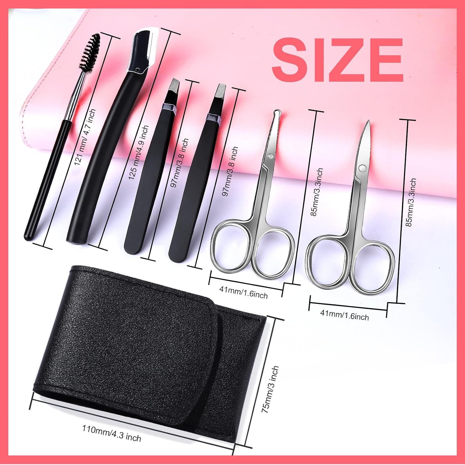 Eyebrow Kit, 6in1 For Women & Men Facial Hair, Scissors, Eyebrow Kit, Eyebrow Tweezers, Eyebrow Razor, Eyebrow Brush, Eyebrow Scissors. Professional Grooming Set
